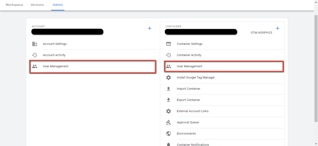 google tag manager user management