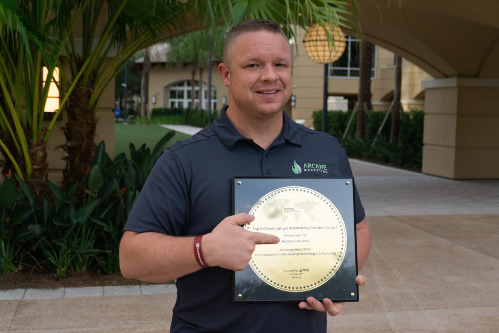 Nathan Hawkes with his Top 100 Marketing & Advertising Leaders award