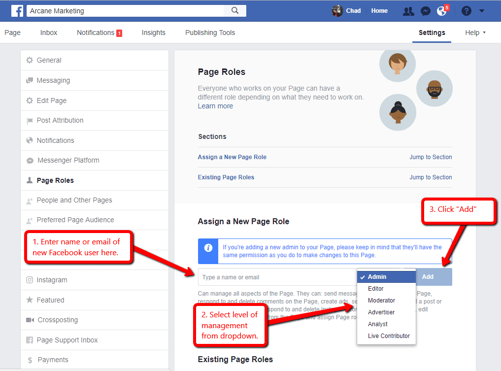 Assigning Facebook Business Page User Roles