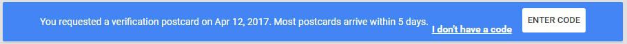 Google My Business Verification Code Entry