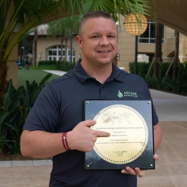 Nathan Hawkes with his Top 100 Marketing & Advertising Leaders award